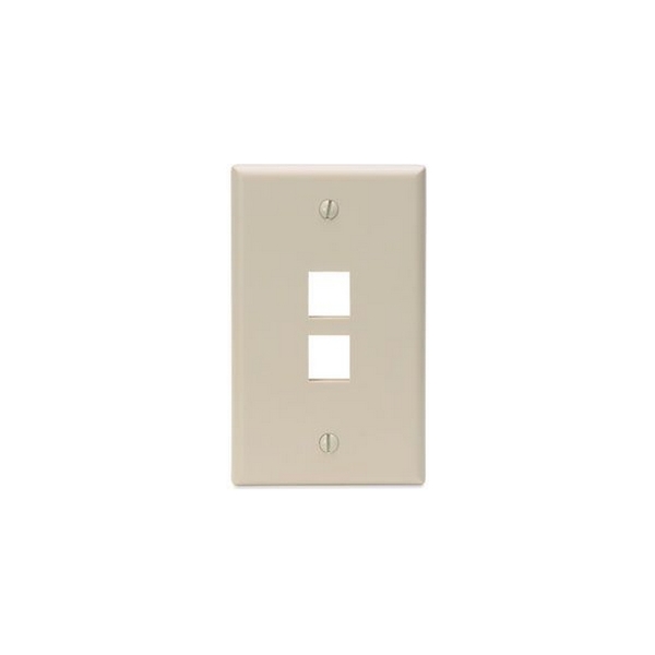Leviton 2-Port Wallplate Unloaded, 1-Gang Use W/Snap-In Modules, Quickport IY 41080-2IP